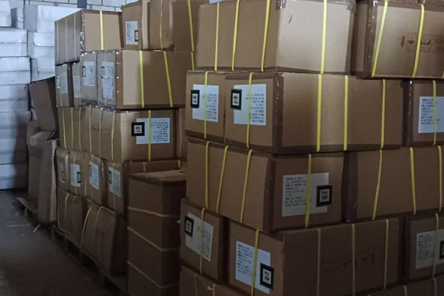 Pallets of boxed goods in one of Ramada Al-Raqi’s warehouses in Jeddah